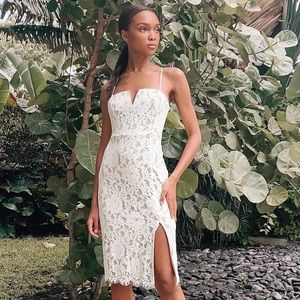 Lulus Amazing Allure White Crochet Lace Bodycon Midi Dress